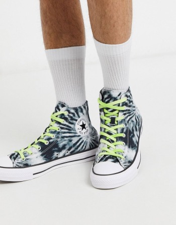 Converse Chuck Taylor All Star Hi Tie Dye Crne Zelene - Muške Tenisice | 97283LWZH